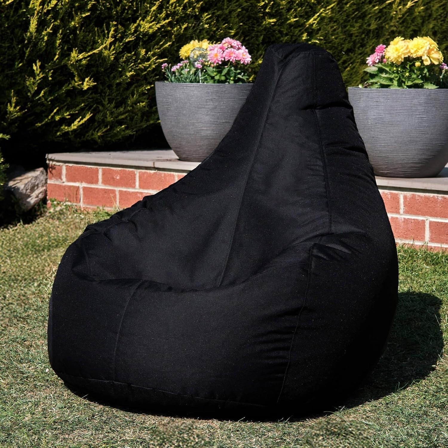 2x Gaming Bean Bag Chairs Black | Waterproof Recliner Seats Indoor Outdoor