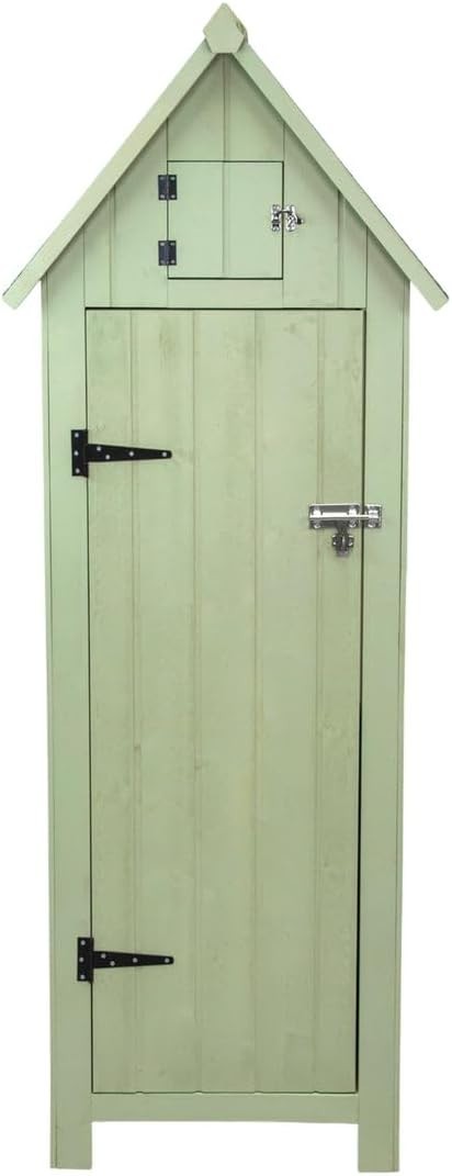 Wooden Garden Shed Outdoor Storage with Shelves, Hooks & Lockable Doors Green