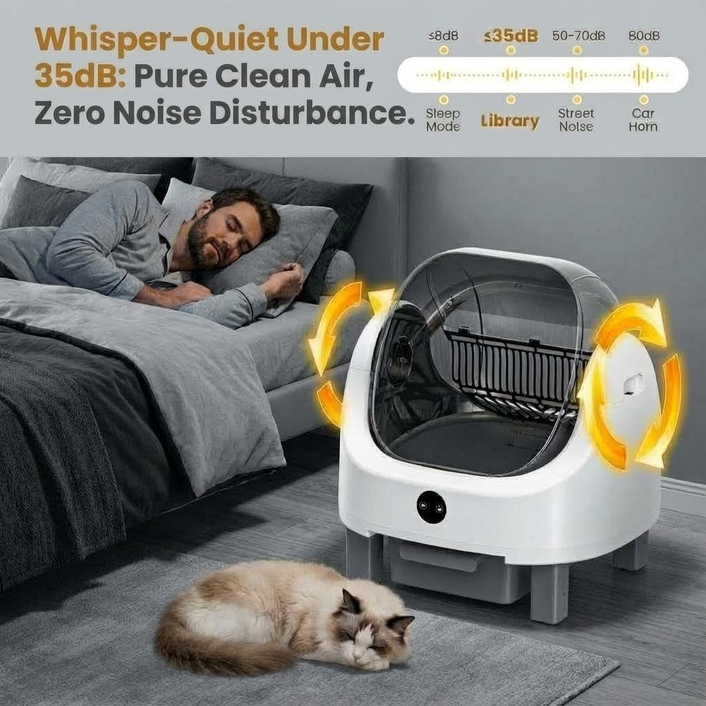 Self Cleaning Cat Litter Box APP Control Open Top 9L Multi Cat XL