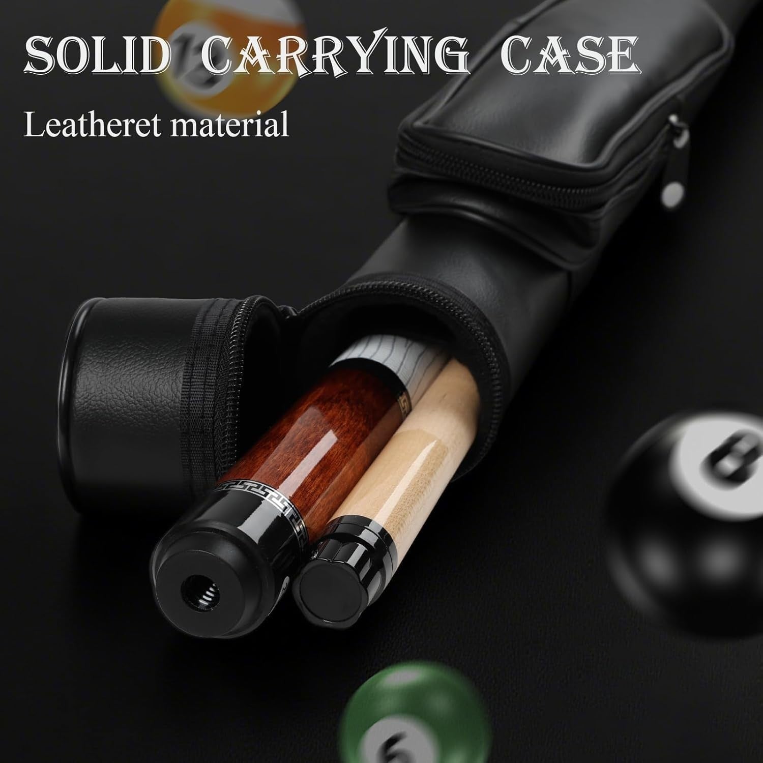 58in Pool Cue 13mm Tip Canadian Maple 20oz With Extension Case & Glove