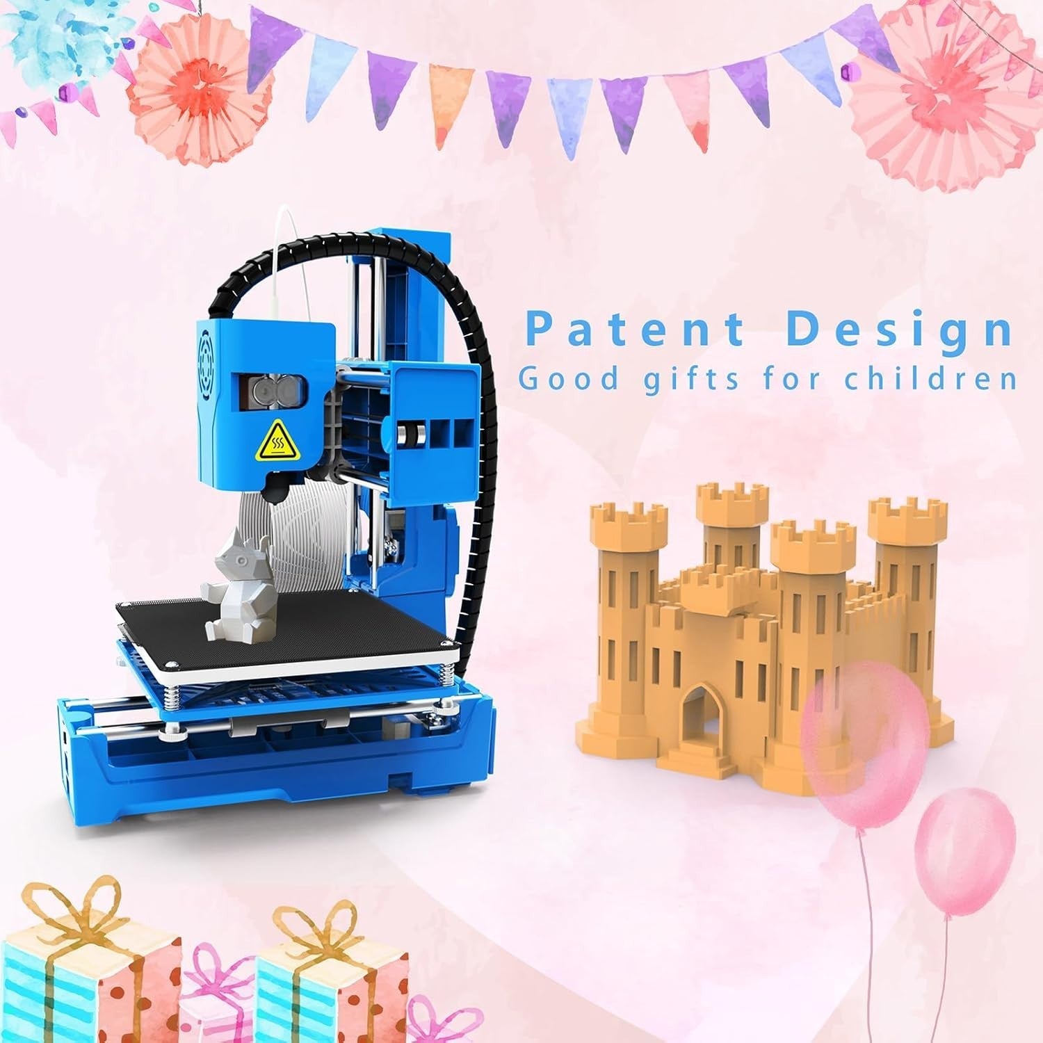 Mini 3D Printer for Kids One Key Printing 100x100x100mm PLA TF Card