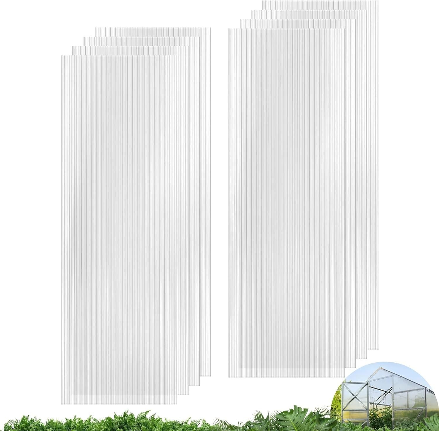 8 Pack 6x2ft Polycarbonate Twin-Wall Greenhouse Panels UV Waterproof Sheets