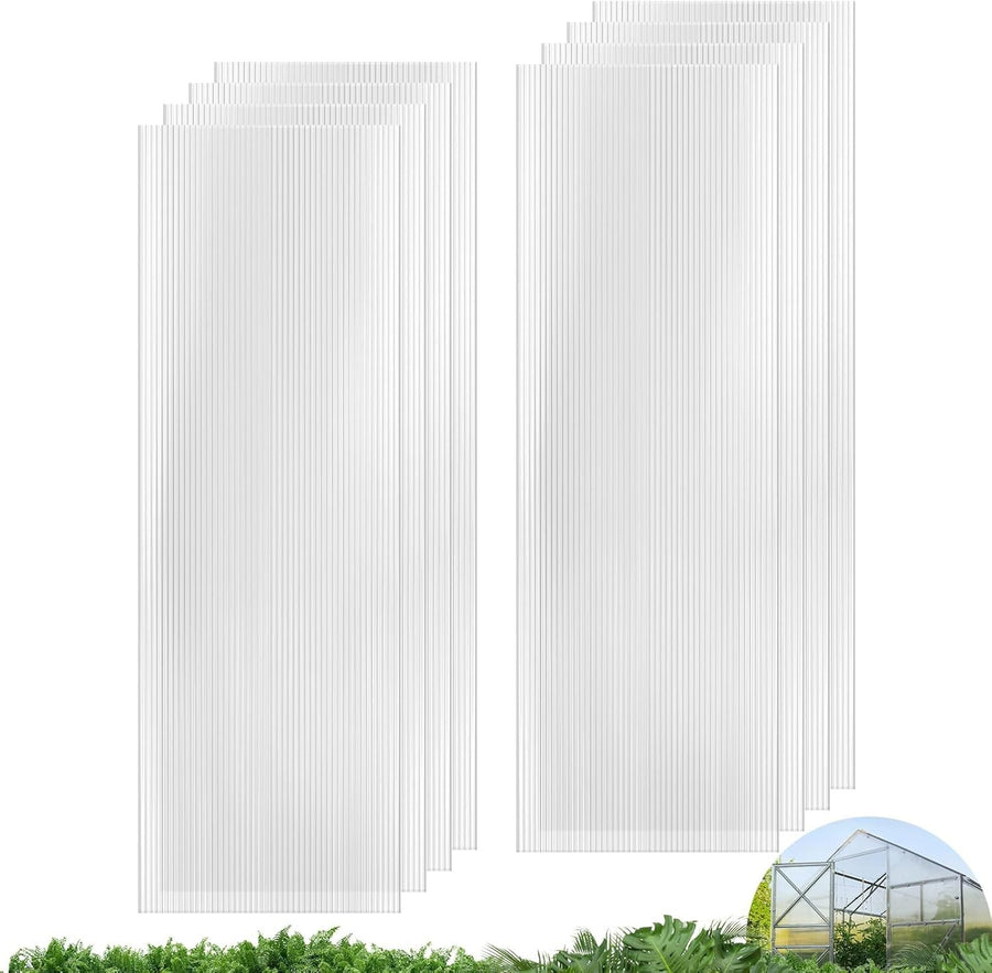 8 Pack 6x2ft Polycarbonate Twin-Wall Greenhouse Panels UV Waterproof Sheets