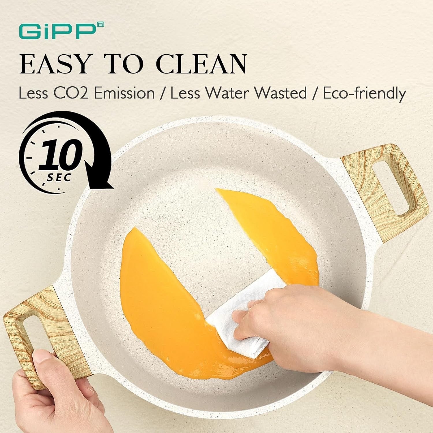 10Pcs White Ceramic Non Stick Cookware Set with Glass Lids, Induction & Gas Safe