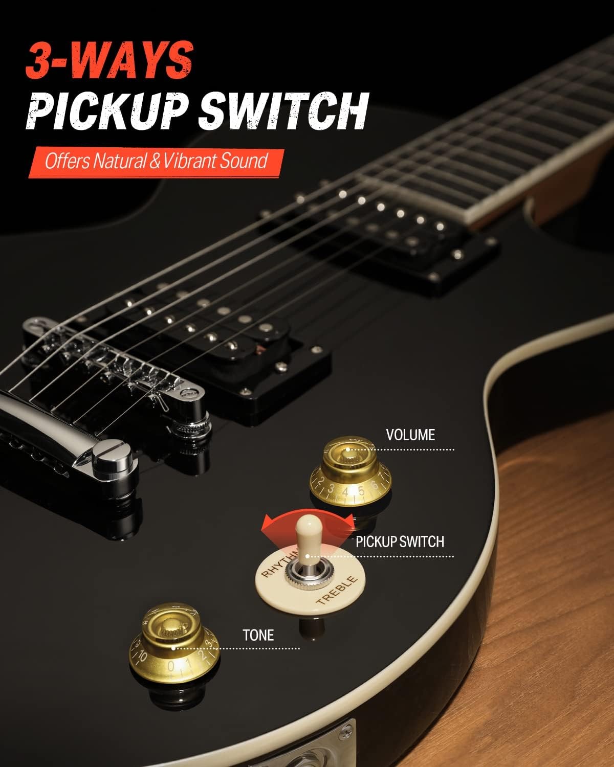 Electric Guitar 39in Full Size LP Style Starter Kit Black