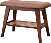 Durable Bamboo Shoe Bench with Cushion & 2-Tier Storage Rack 60cm Brown