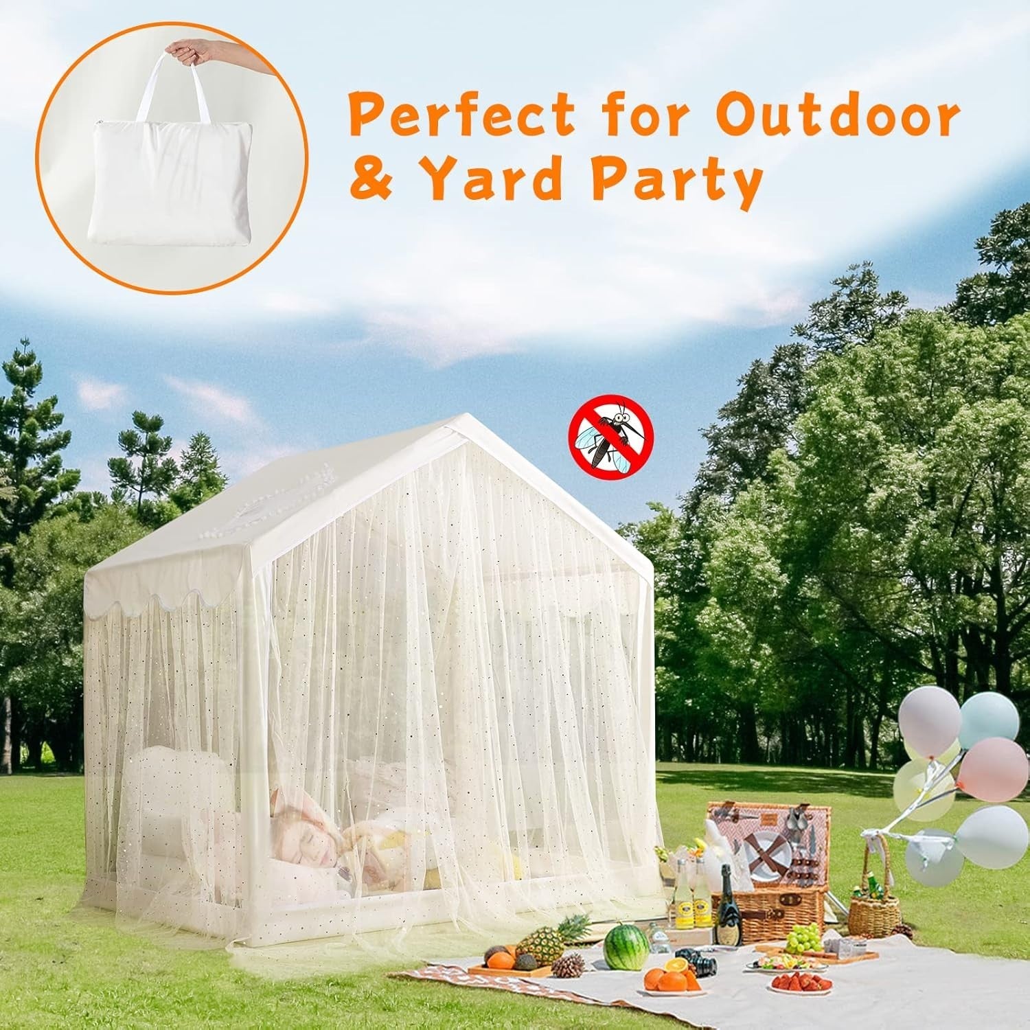 Boho Kids Castle Play Tent Indoor Outdoor w Sparkle Stars Large