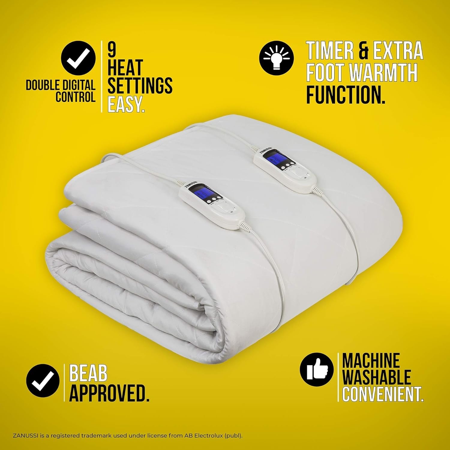 Electric Heated Underblanket 150x200cm King Fitted 9 Heat Settings Washable