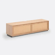 140cm Oak Veneer TV Unit with Cane Doors – Retro Media Console