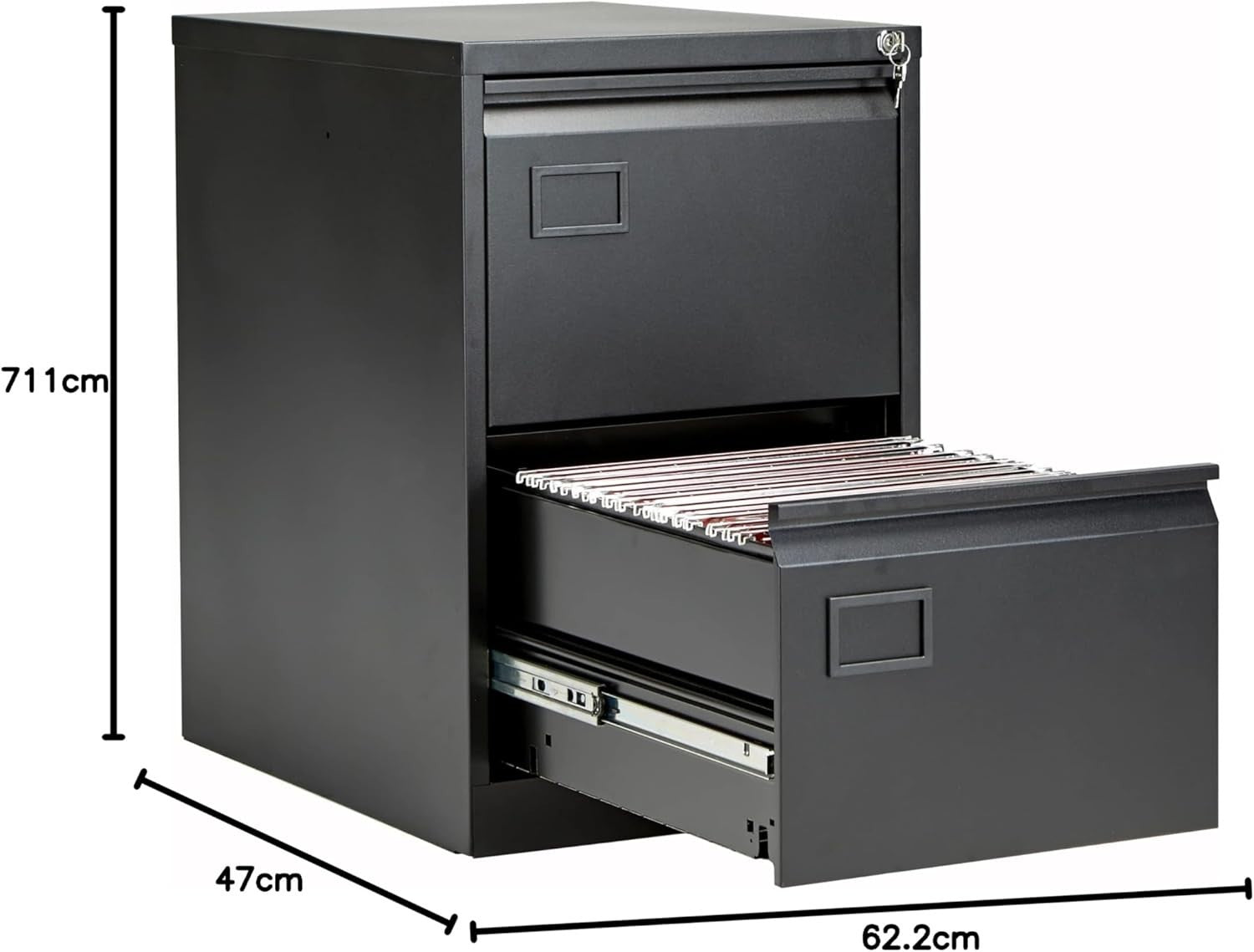 Goose Grey 2 Drawer Steel Filing Cabinet Lockable Under Desk Storage