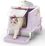 XXL Stainless Steel Cat Litter Tray Covered High Sides Anti Leak Box
