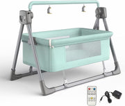 Electric Baby Crib Bassinet Auto Swing Cot with Music & 5-Speed Rocking Green