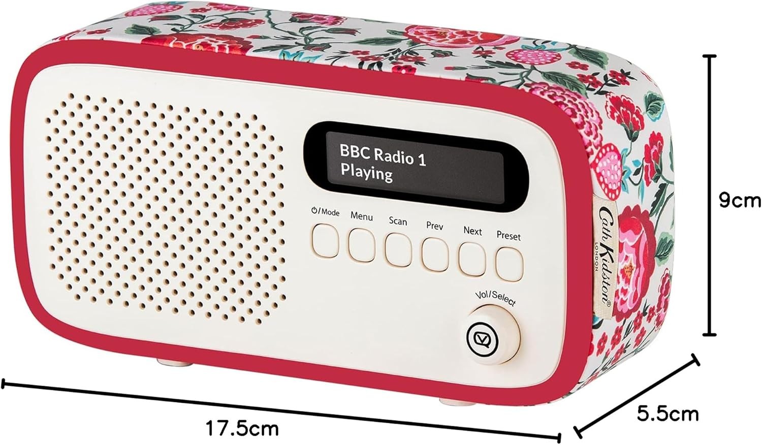 DAB Digital Radio Bluetooth Rechargeable Alarm Clock Floral Portable