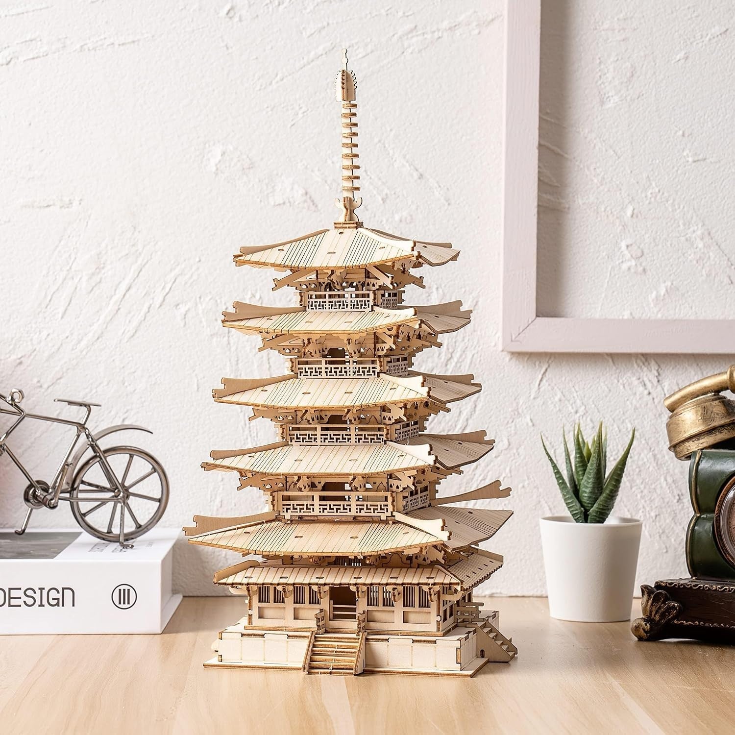5-Story Wooden Pagoda 3D Puzzle DIY Model Kit - Fun & Educational Gift