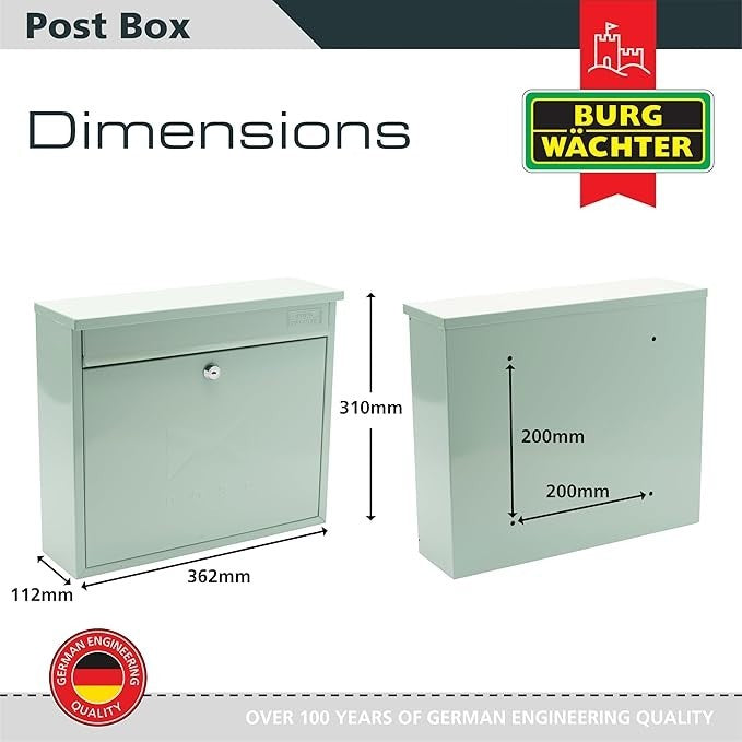 Lockable Wall Mounted Post Box Weatherproof Steel Mailbox Secure & Stylish