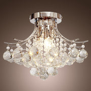 Modern K9 Crystal Flush Ceiling Light Chandelier 3 Way E14 Lamp 40cm Fixture