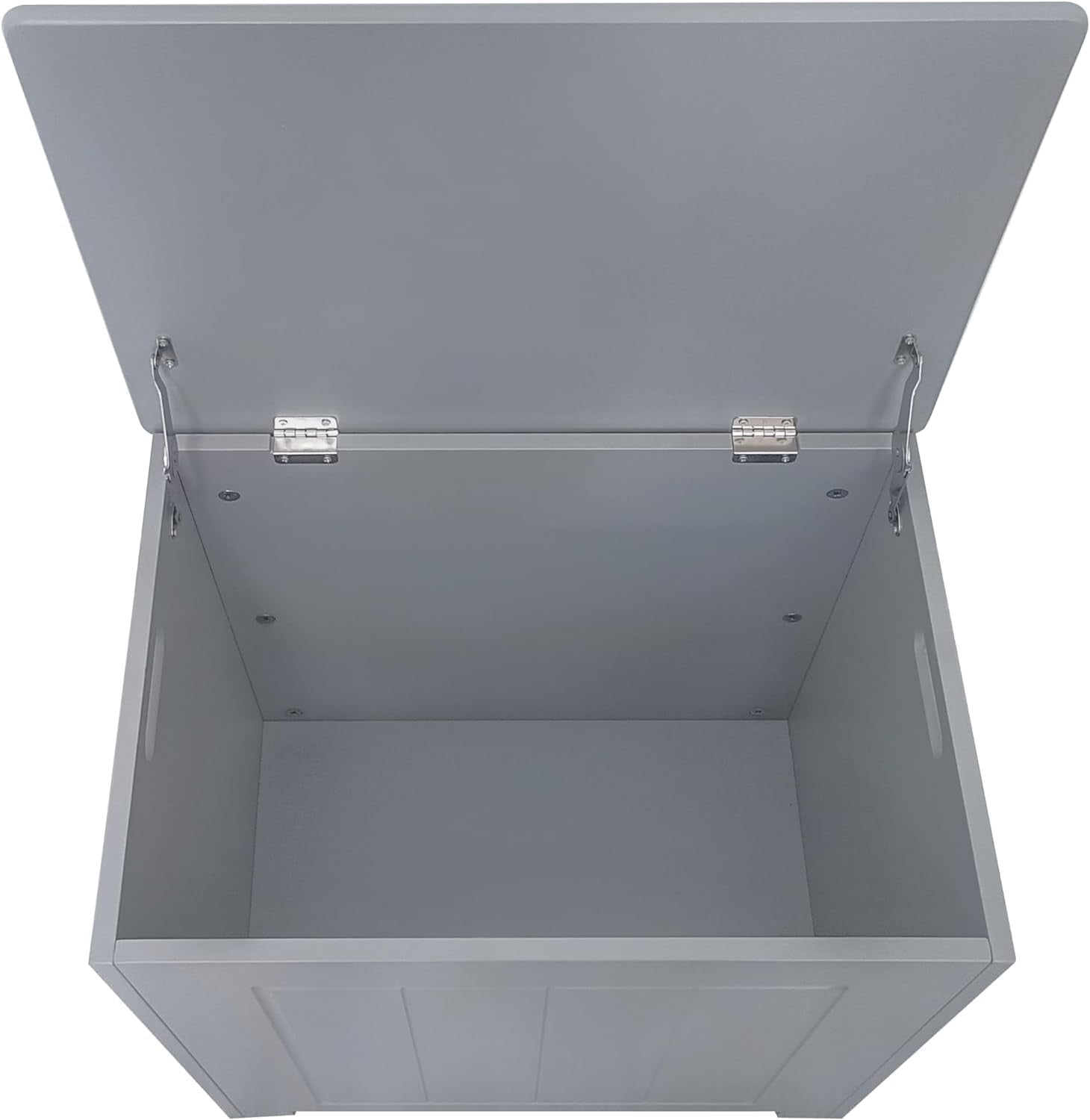 Wooden Laundry Basket with Lid Grey Bathroom Storage Hamper Cabinet