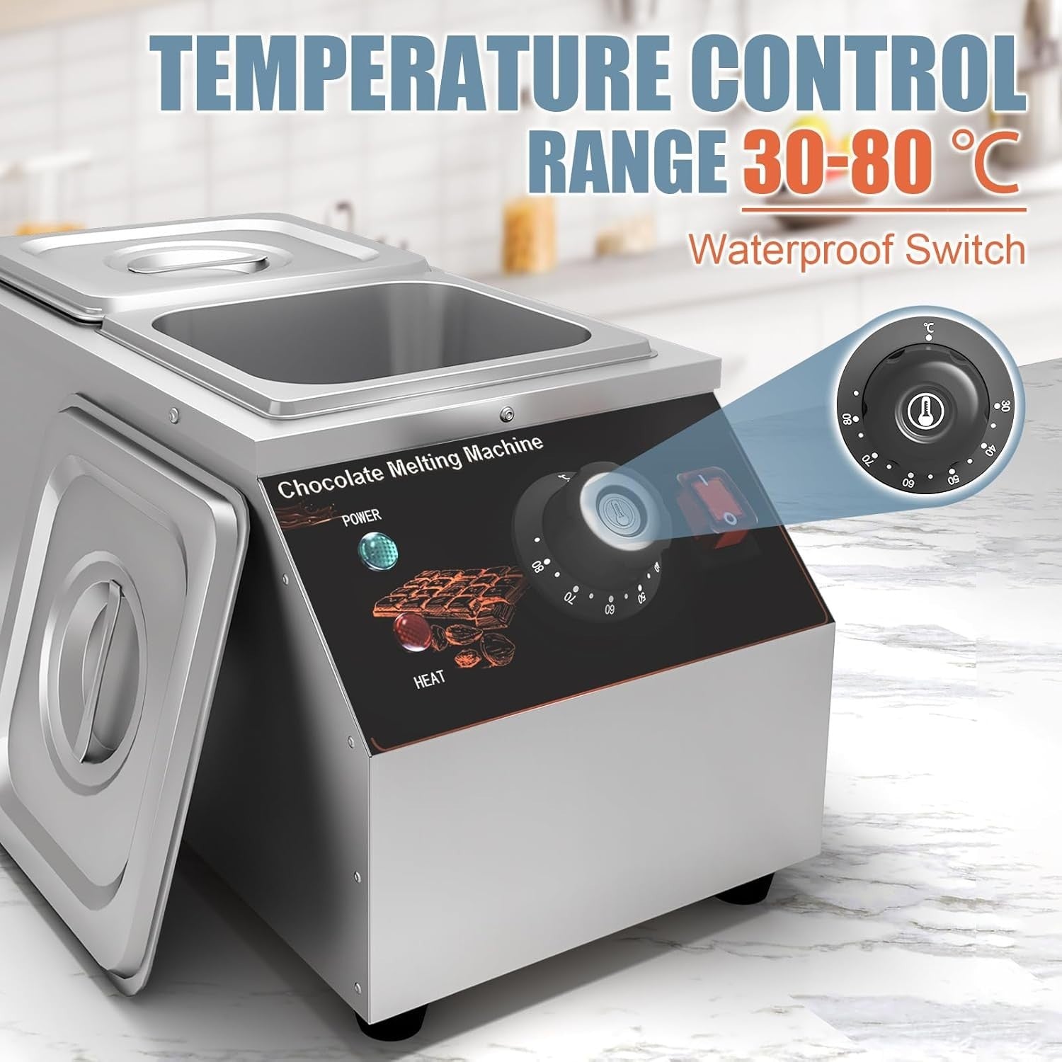 Commercial Chocolate Tempering Machine 2 Tank Stainless Steel 600W