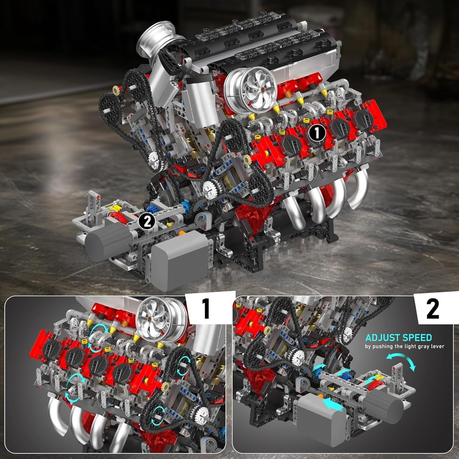 Buildable V8 Engine Model Kit 2718Pcs Working Motor STEM Car Toy Gift
