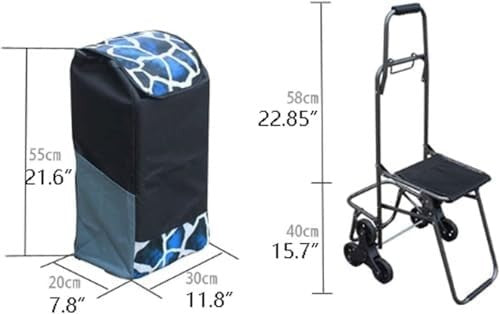 Foldable Grocery Cart w/ Seat Heavy Duty Stair Climber Trolley Lightweight