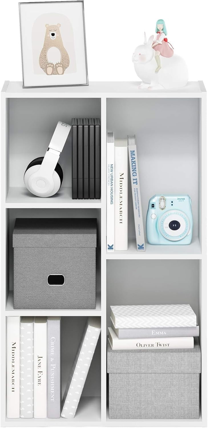 5 Cube Bookcase Storage Open Shelf Compact Organizer Bookshelf Display White