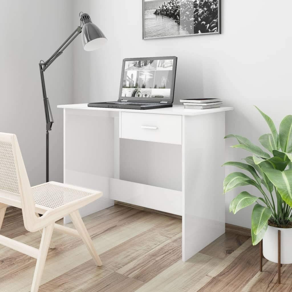Modern White Office Desk 100x50cm Computer Workstation with Storage Drawer