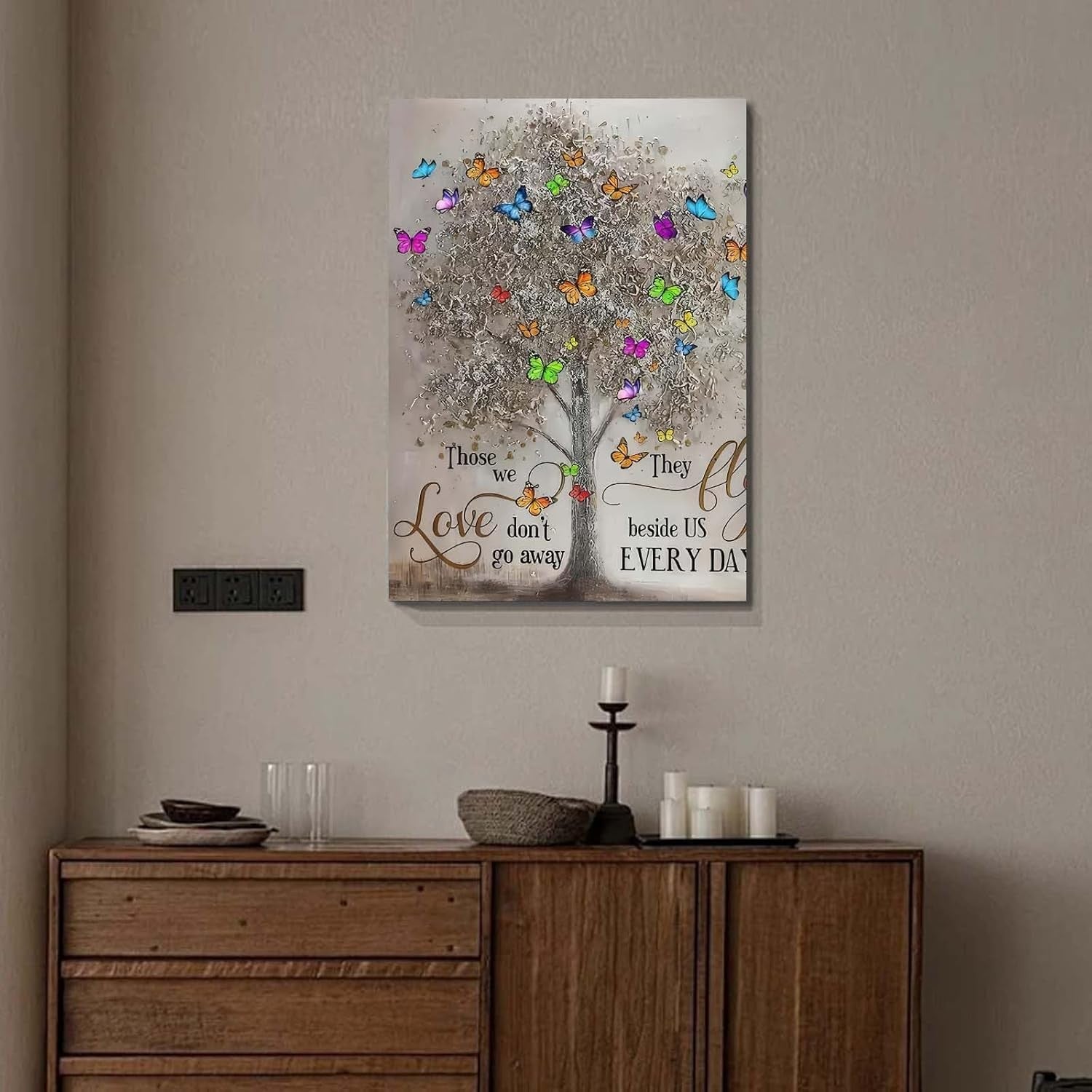 Memorial Tree Butterfly Canvas Wall Art 12x16 Framed Inspirational Print