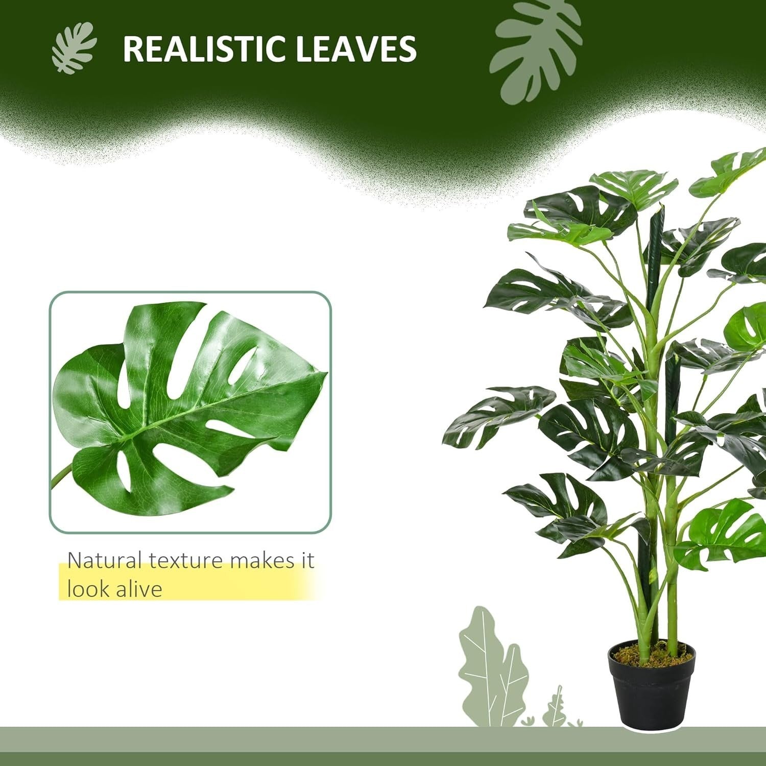 Set of 2 Artificial Monstera Trees 100cm Faux Potted Tropical Home Garden Decor