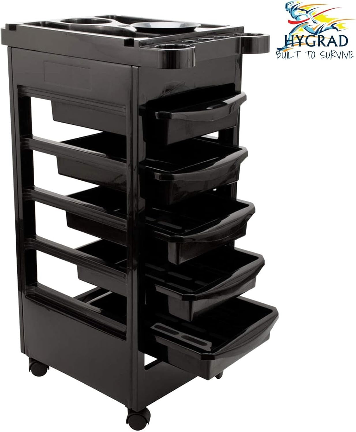 Salon Tray Cart Rolling Storage Trolley with Multi Compartments for Barber