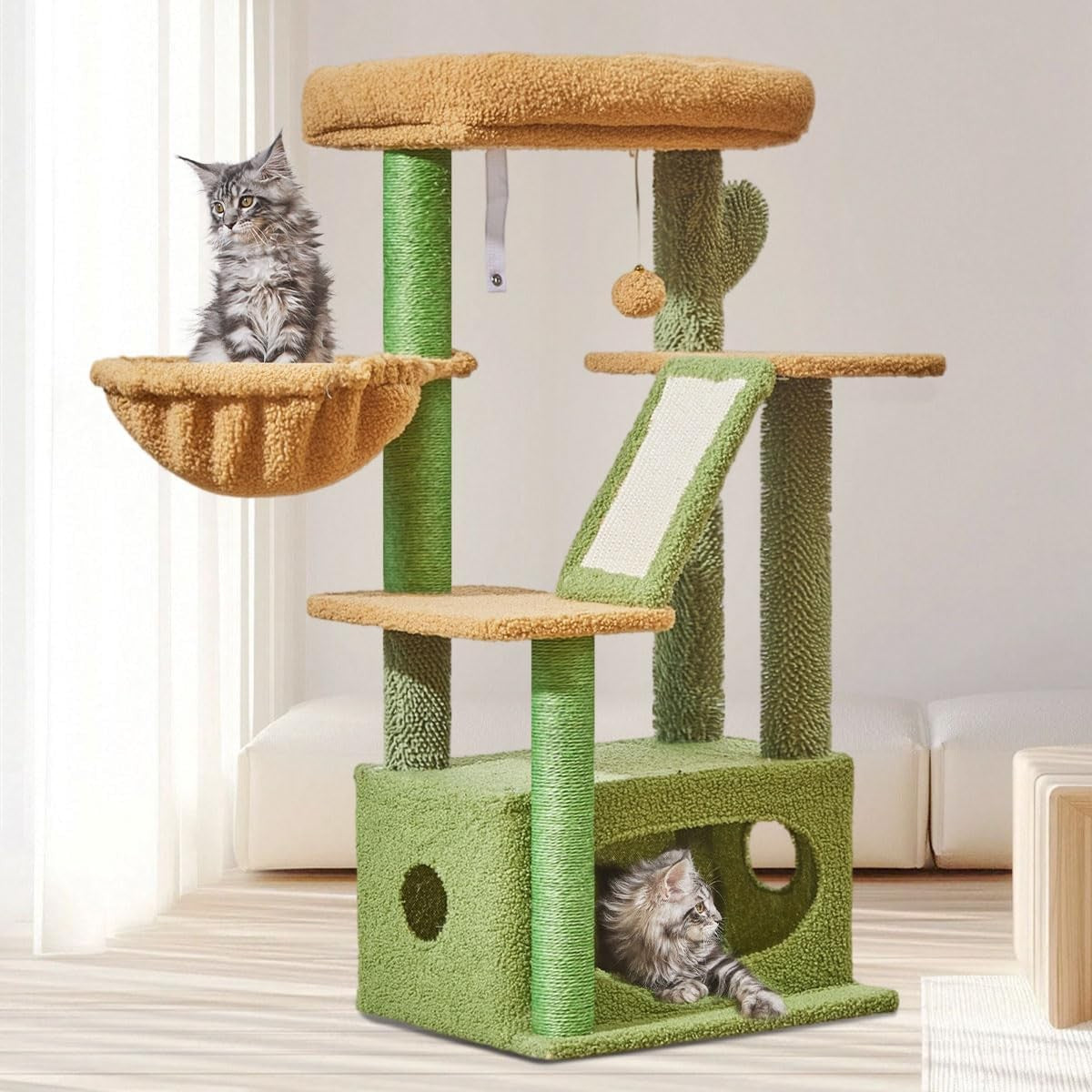 98cm Cat Tree Tower Indoor Scratching Post Condo Hammock & Perch