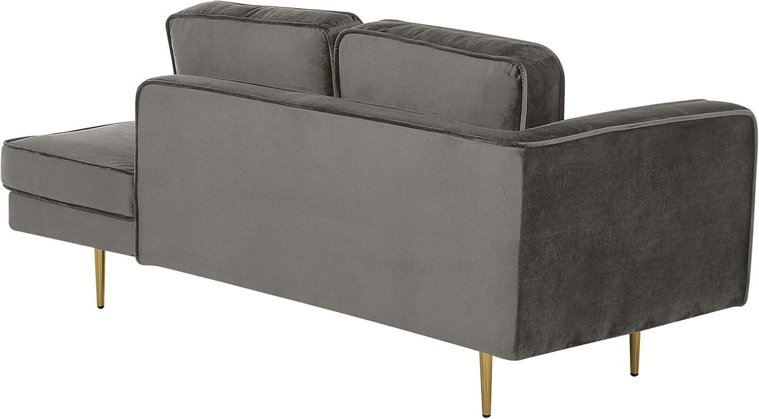 Modern Grey Velvet Chaise Lounge with Gold Legs | Compact, Stylish Comfort