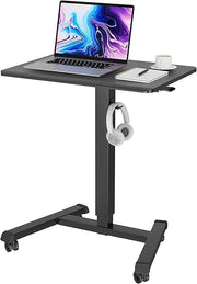 Mobile Standing Desk Height Adjustable Laptop Desk with Wheels 65x45cm Black