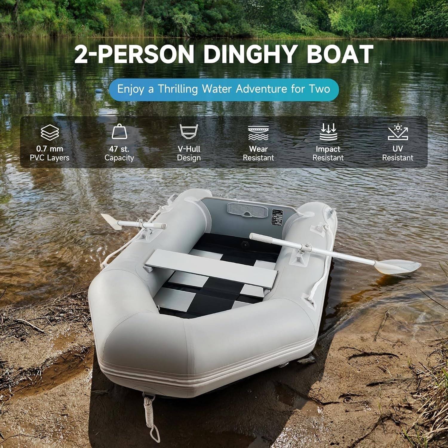 2 Person Inflatable PVC Raft Boat 300kg Fishing Hunting Kayak