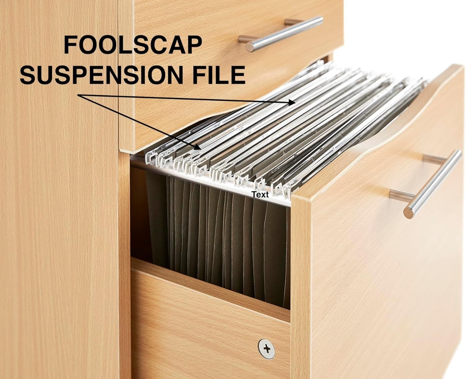 Beech Under Desk Filing Cabinet 3 Drawer Lockable Mobile 68cm