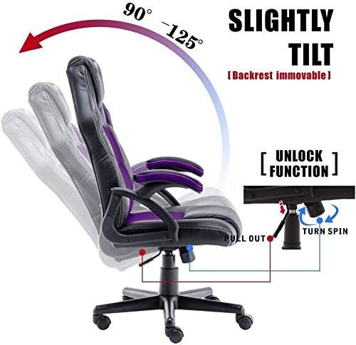 Racing Style Gaming Chair Purple PU Leather Ergonomic Swivel Desk