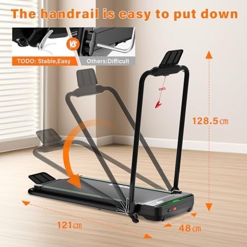 3-in-1 Incline Walking Pad Foldable Treadmill Home Office App LED