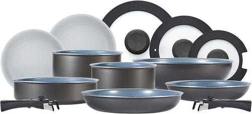 13pcs Ceramic Non-Stick Cookware Set – Stackable Pans with Detachable Handle