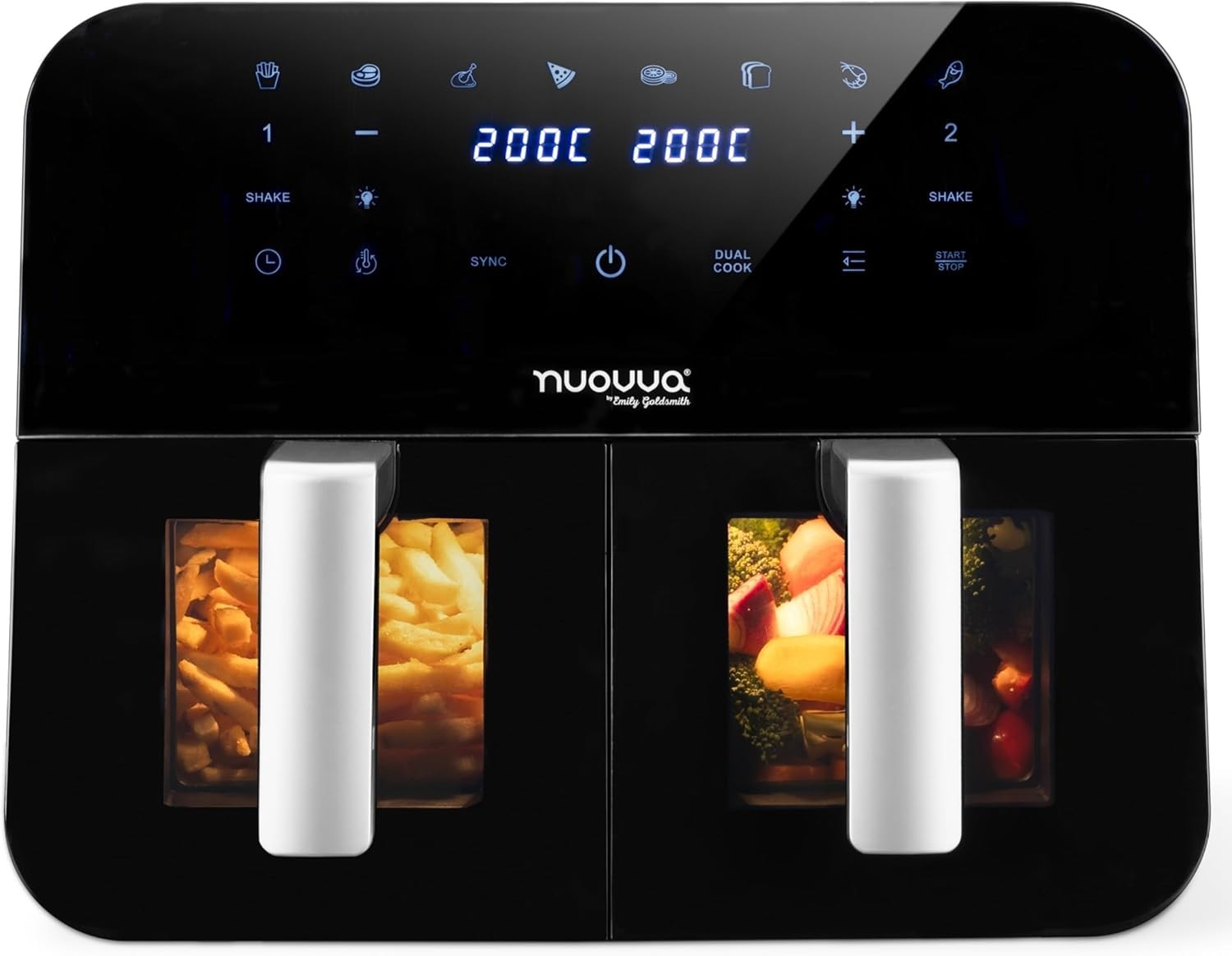 9L Dual Air Fryer Oven Touch Screen 2400W | 2 Zone Oil-Free Cooker