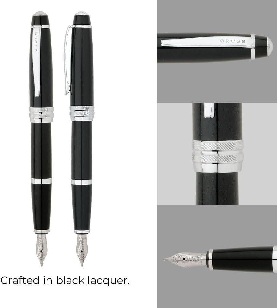 Luxury Black Fountain Pen – Medium Nib, Refillable, Gift Box, Smooth Writing