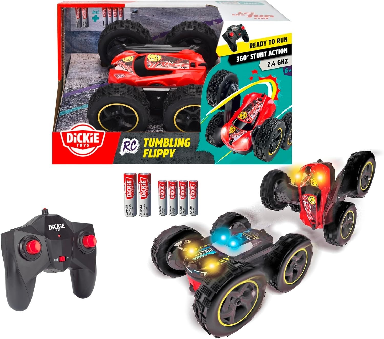 RC Tumbling Flippy Stunt Car for Kids 6+, 2-in-1 Flips w/ 180° Rotation