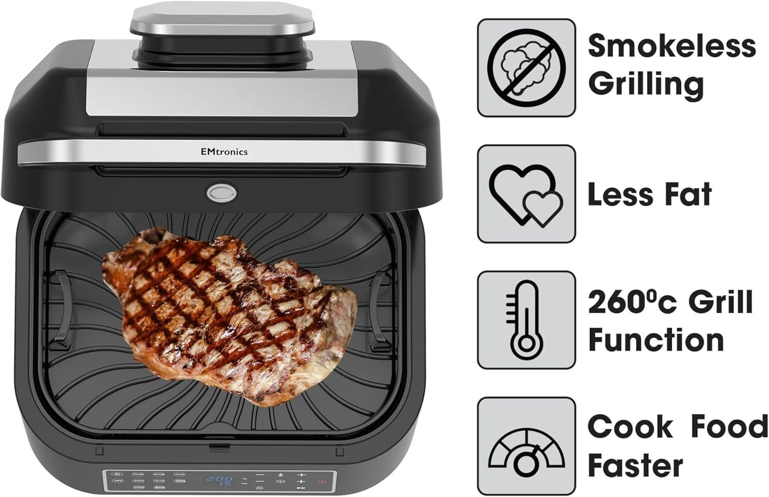 Cream 12L Air Fryer Oven + 6.3L Grill Set Temp Probe 60min Low Oil