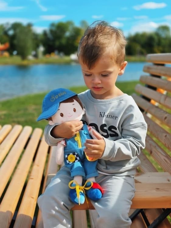 Montessori Busy Plush Doll 16in Button Learning Sensory Toy Toddler