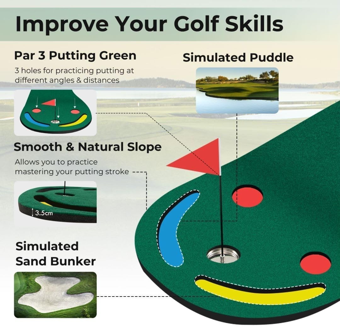 Golf Putting Mat 42" Practice Green Indoor Home Office Training Aid