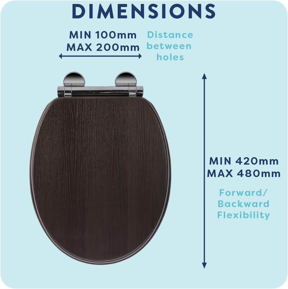 Walnut Effect Wooden Toilet Seat Soft Close Quick Release Antibacterial Durable