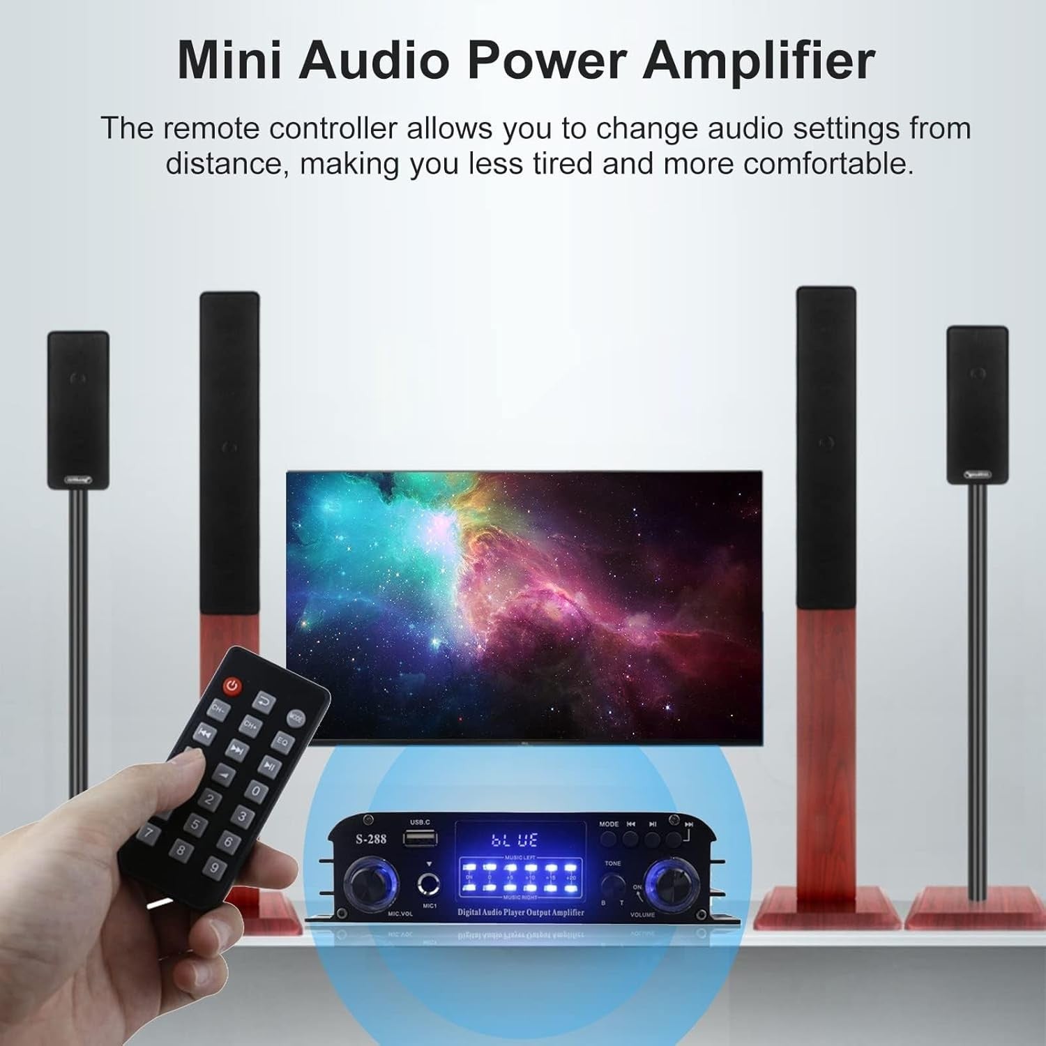 4 Channel Bluetooth 5.0 Amplifier Black 50Wx4 HiFi USB FM