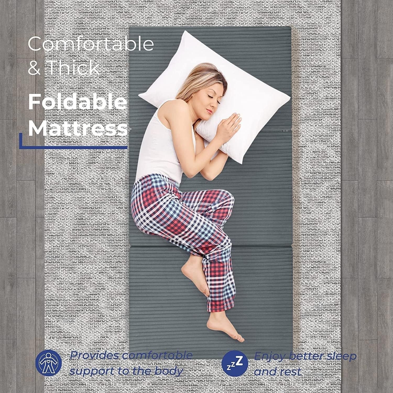 Tri Fold Foam Floor Mattress 10cm Single Bed Guest Foldable Travel Mat