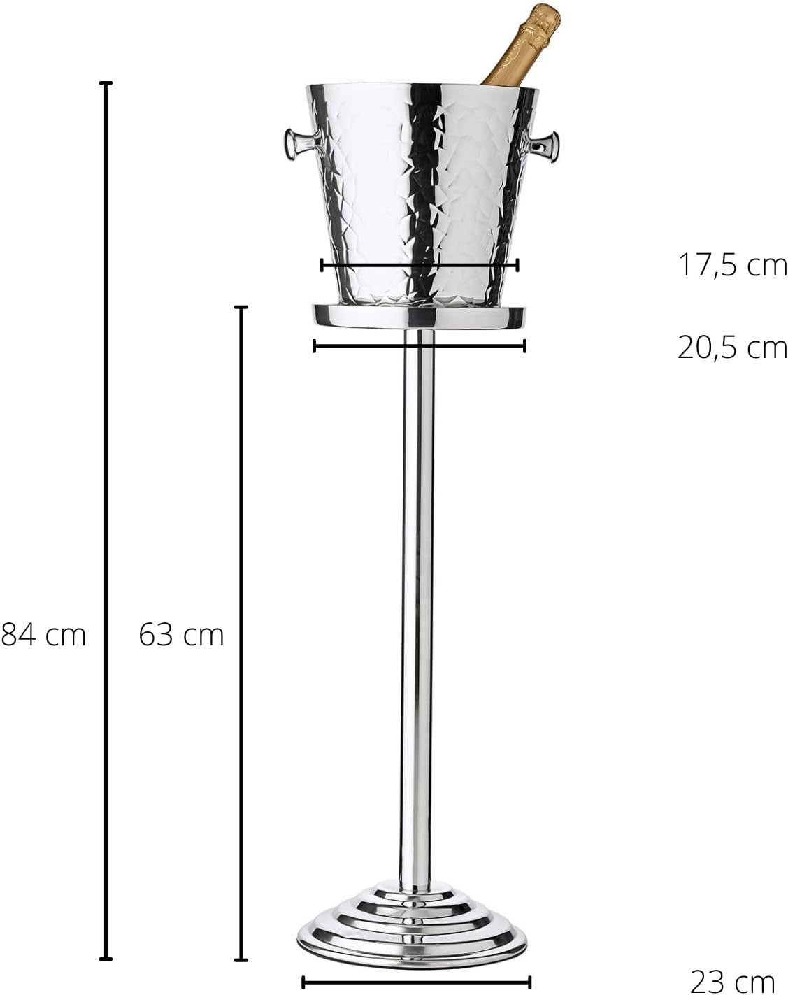 Stainless Steel Champagne Wine Cooler Stand Hammered Finish Floor Standing
