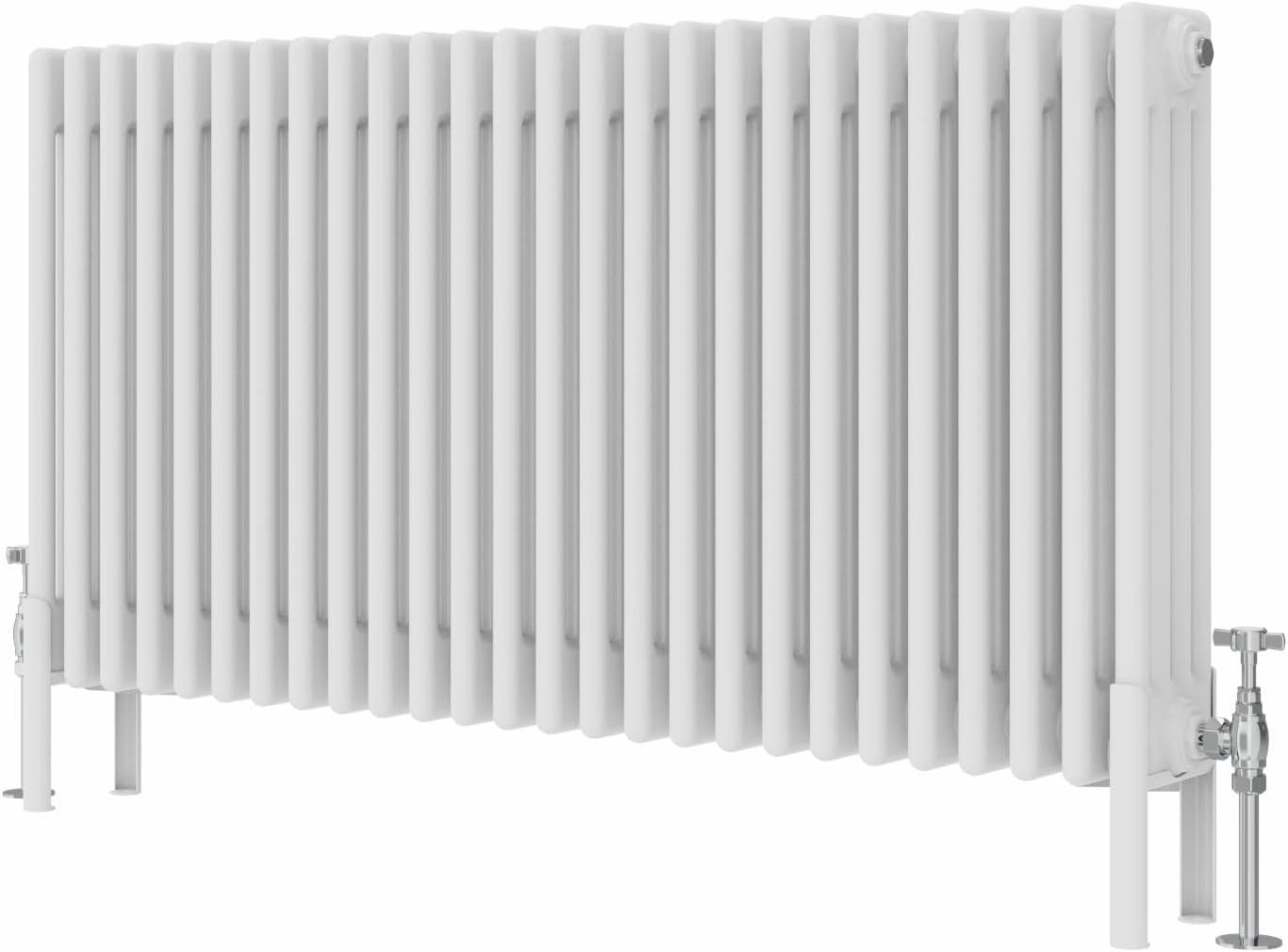 Space-Saving White 4 Column Horizontal Radiator 600x1190mm Central Heating