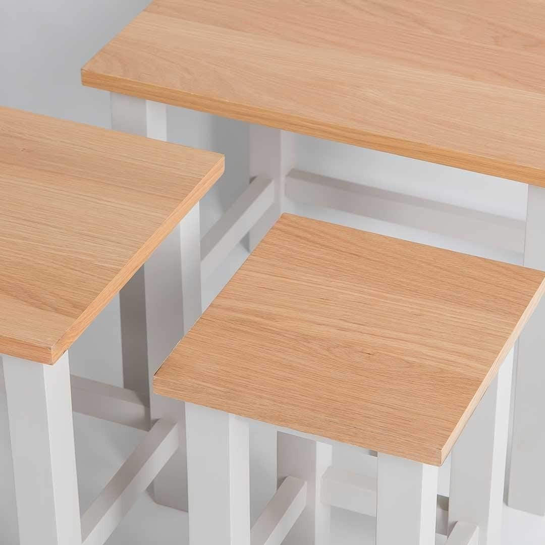 Contemporary Nesting Coffee Tables Set of 3 Stone Grey Oak Wood Living Room