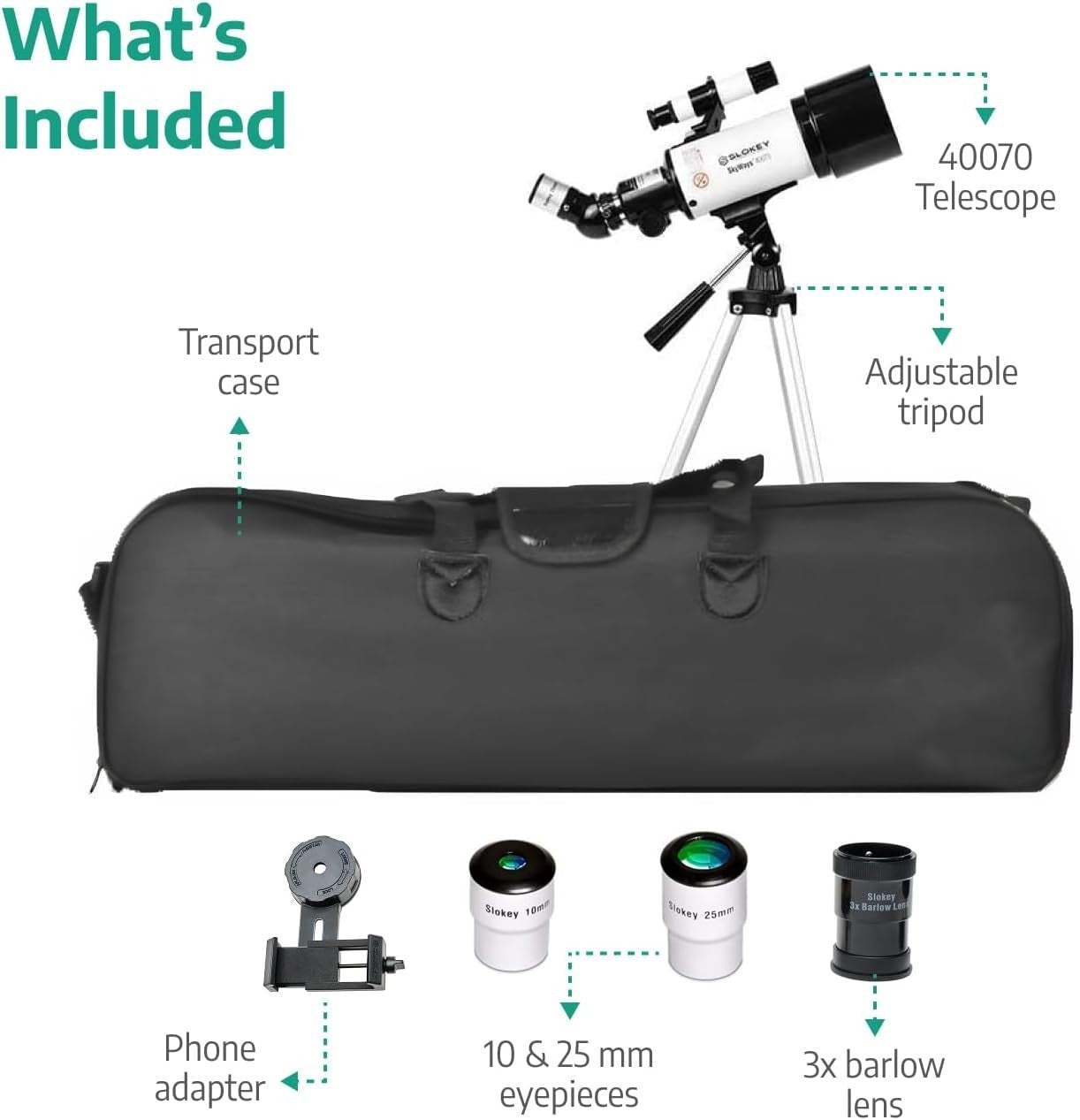 Black 16x-120x Telescope for Kids & Adults Moon, Planets, Stargazing